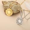 Dawapara Pentagram Crescent Necklace Sakura Magic Circle Sun Moon Star Magic Array Good Luck Amulet Stainless Steel Jewelry