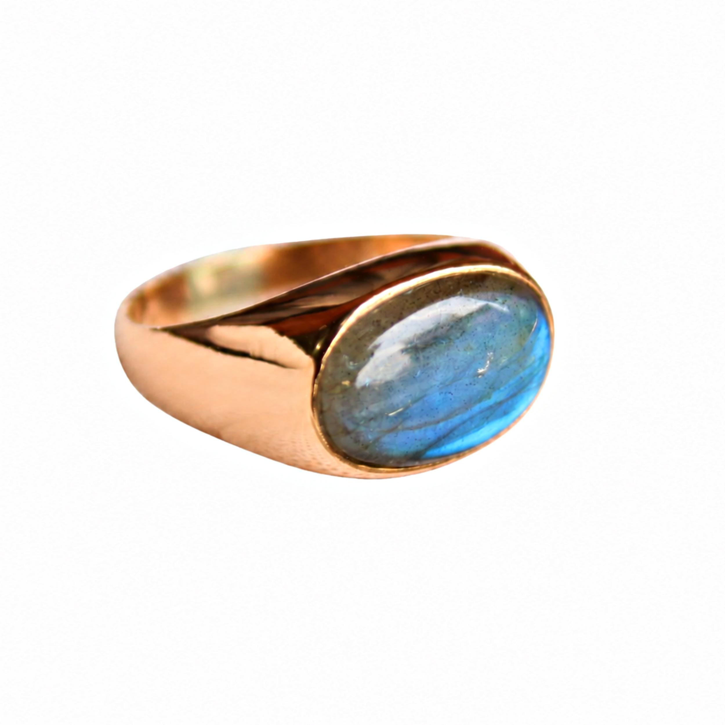 Labradorite Signet Ring, 925 Sterling Silver