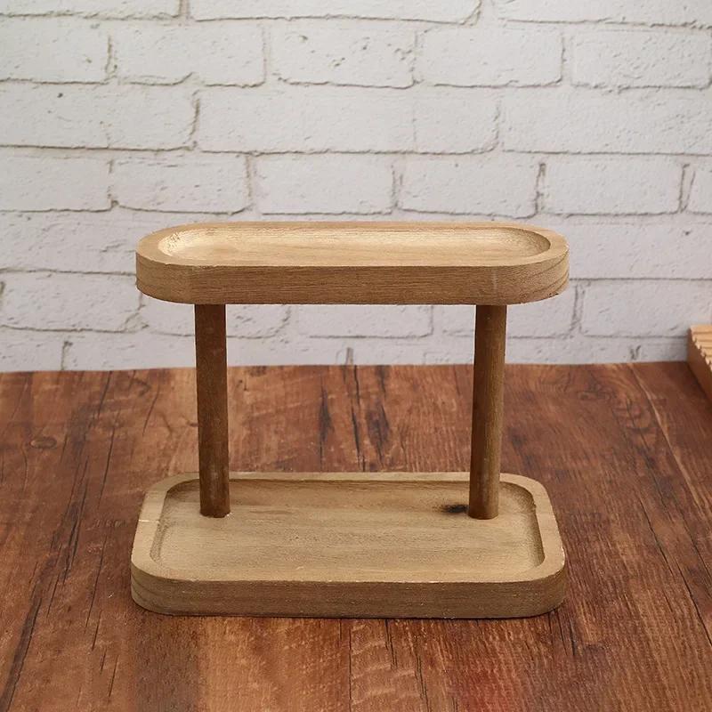 1PC Wooden Storage Shelf 2-Tiers Desktop Organizer Shelves Desk Display Rack Desktop Dressing Table Cosmetics Storage Rack Hot