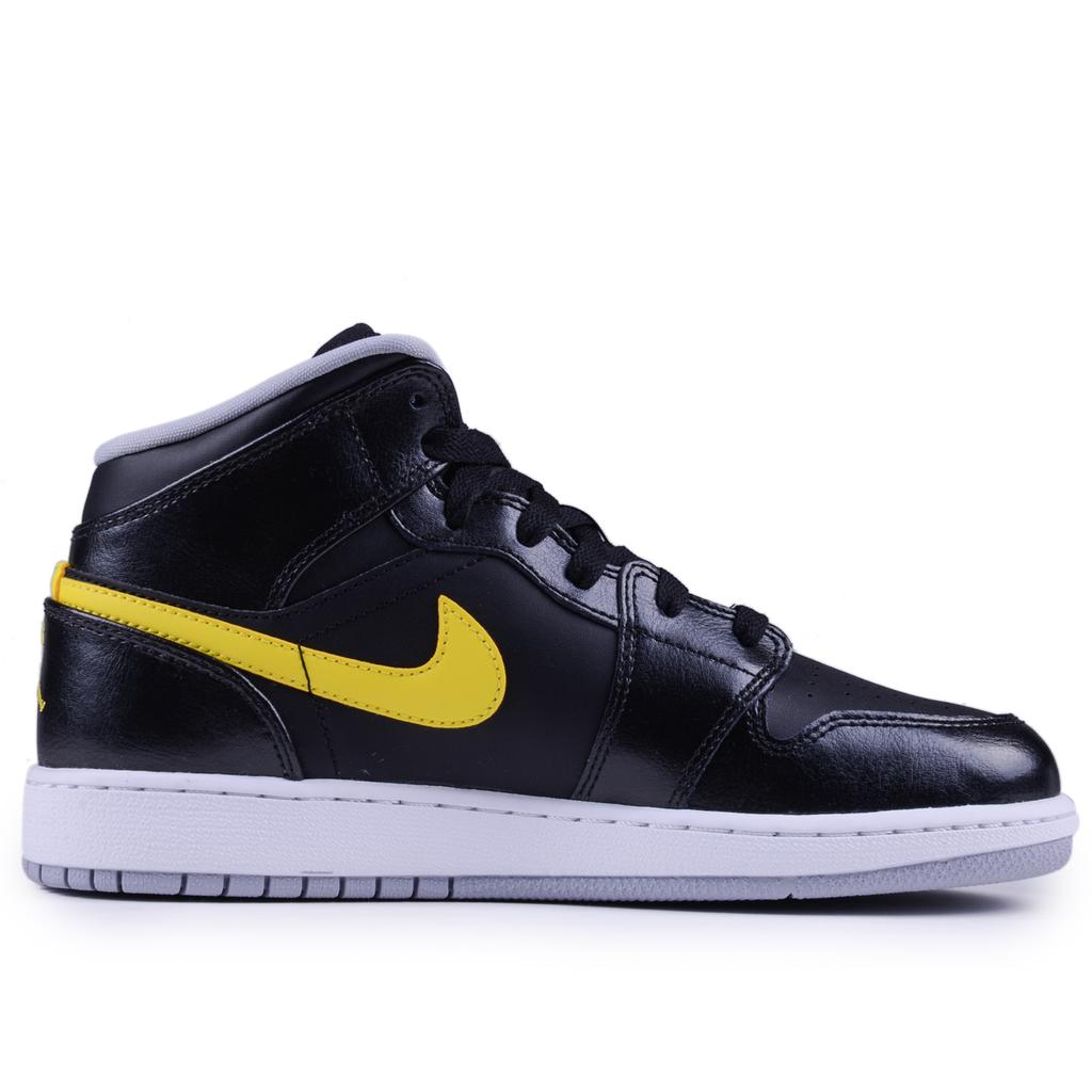 Jordan Air Jordan 1 Cushioning, Wear Resistant High top Vintage Basketball Shoes Men's Black Yellow 554724-070