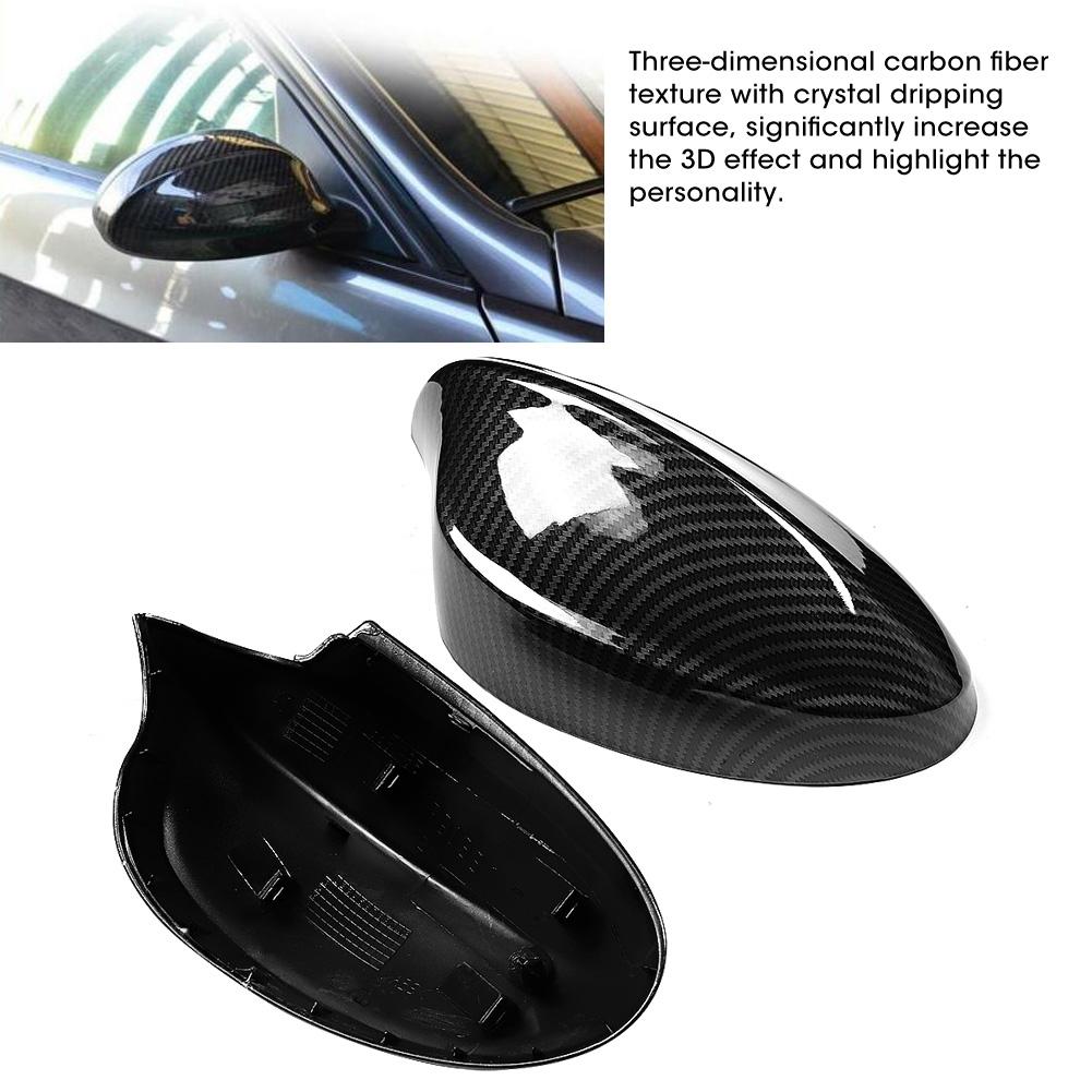 Left Right Kit Carbon Fiber Style Door Wing Mirror Protector Rearview Cover Fits for E90 05 07