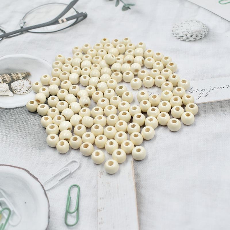 Handmade 10MM Large Hole Maple Wood Beads - Brown Toned Barrel Beads for DIY Jewelry