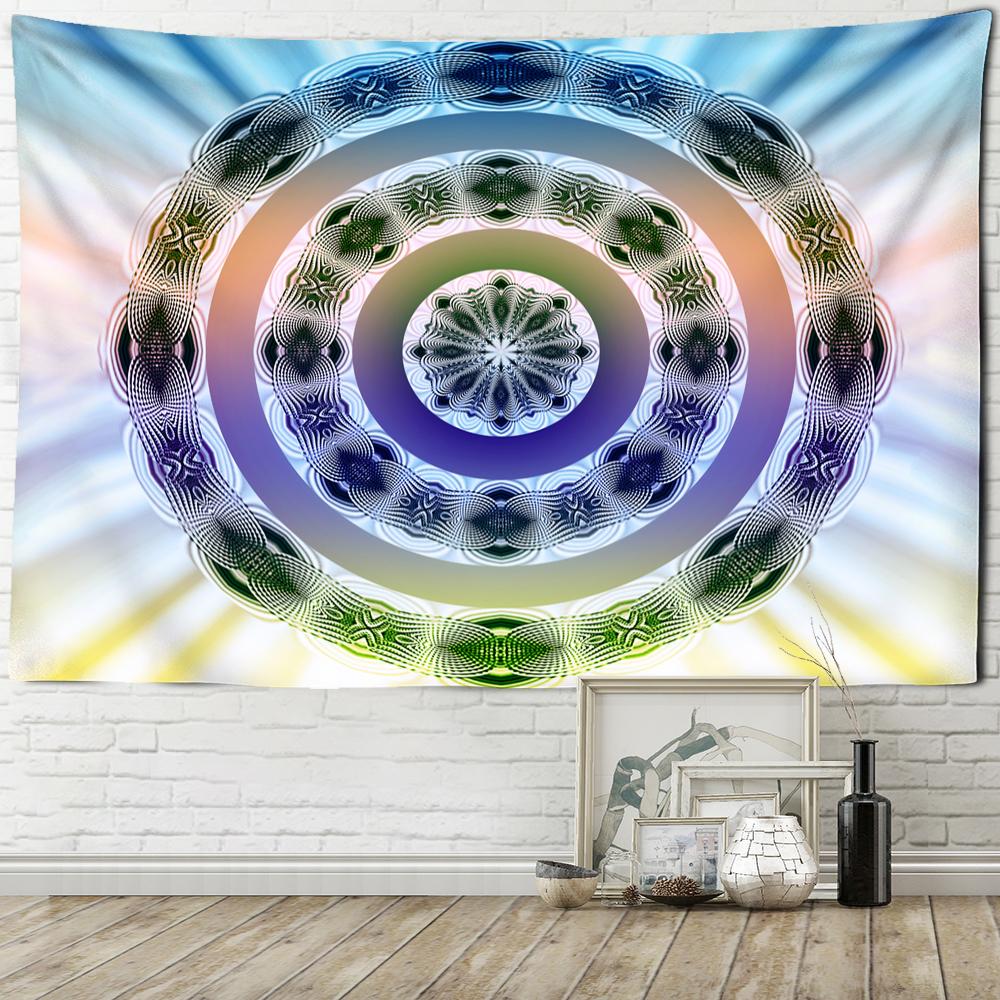 Tapiserie cu mandala colorată, agățată pe perete, în stil boem, vrăjitorie psihedelică, Tapiz, artă hippie, decor acasă