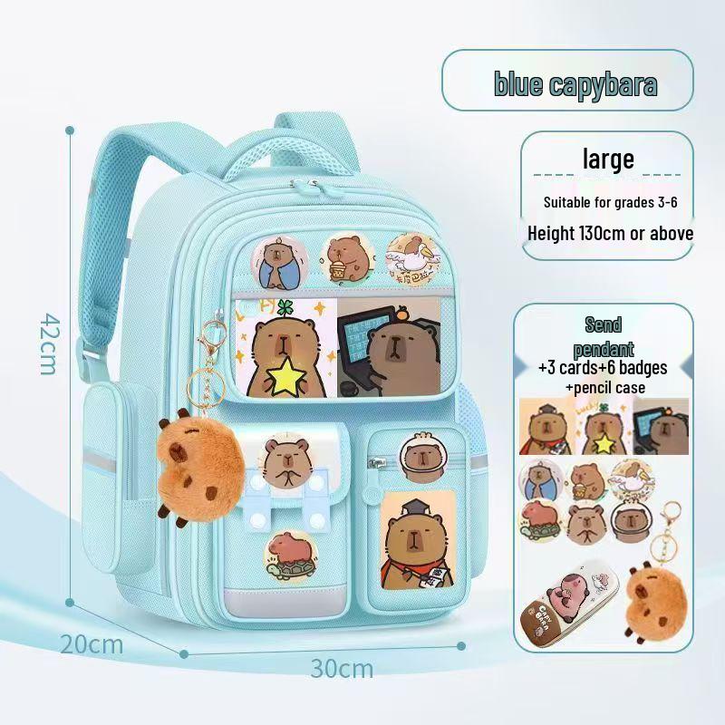 Kids' Lightweight Backpack with Spine Protection for Grades 1-6, Large Capacity, Ideal for Boys and Girls