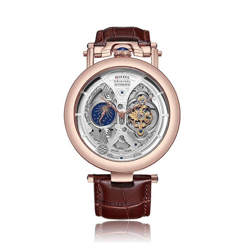 Brand Men's Watch Hollow Through the Bottom True Tourbillon Waterproof Leather Business Watch Men's Mechanical Watch Support