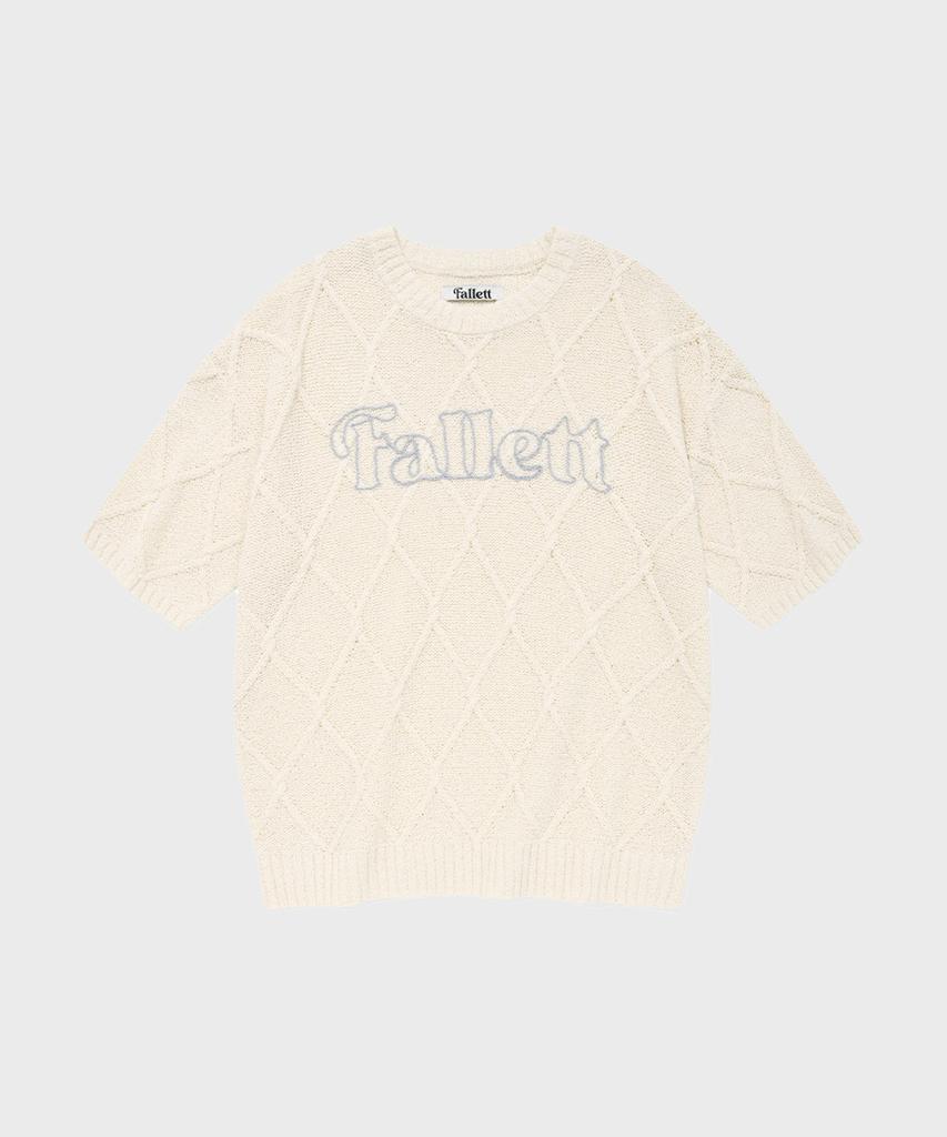 FALLETT Story Logo Argyle Summer Knit Ivory