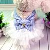 Spring Summer Fashionable Cotton Stripped Pattern Dogs Strap Dress Pet Clothes