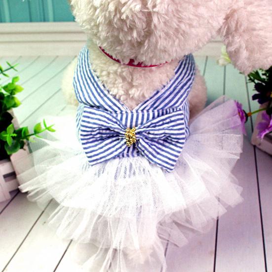 Spring Summer Fashionable Cotton Stripped Pattern Dogs Strap Dress Pet Clothes