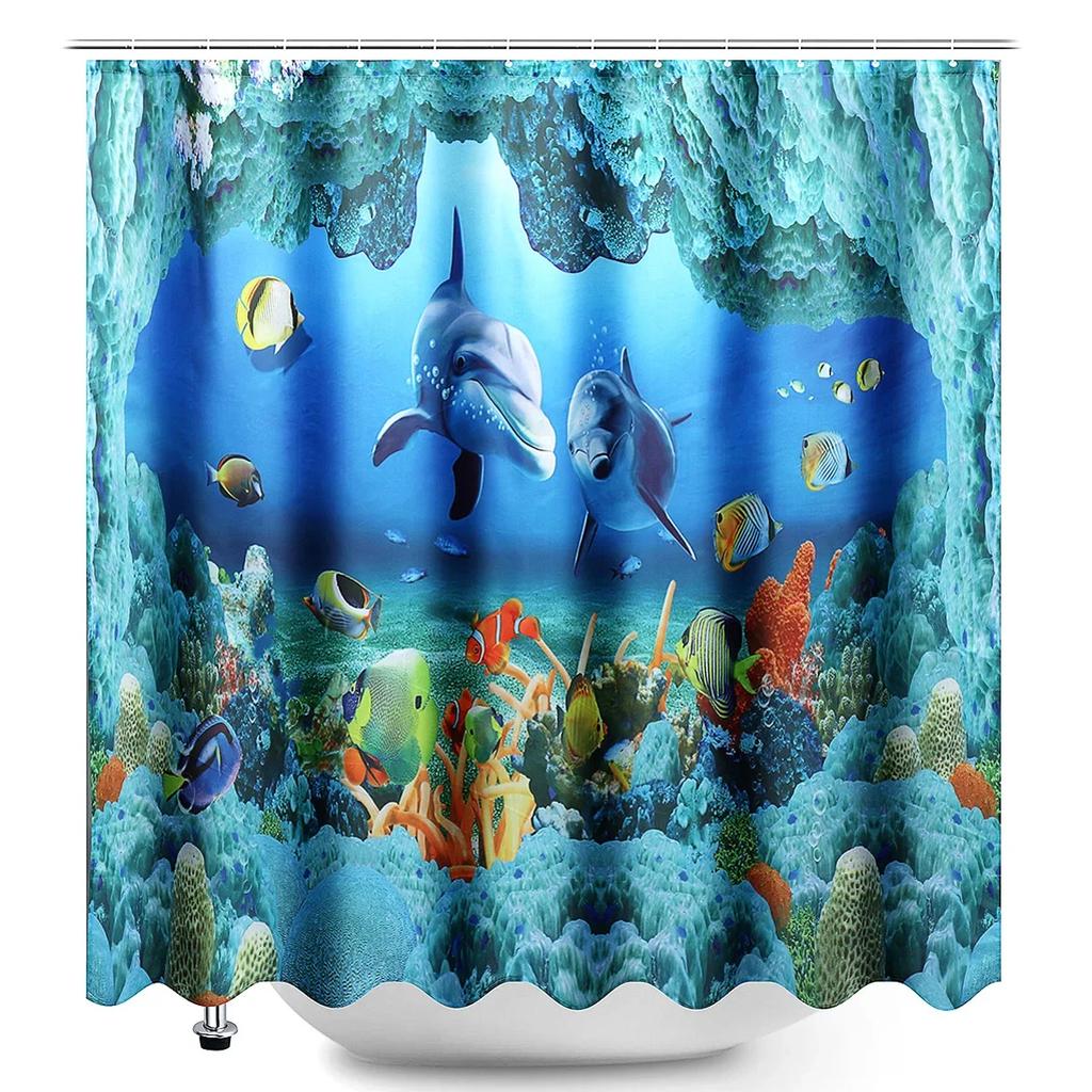 Octopus Seas Shower Curtains Bath Curtain 180*180cm Waterproof Bathroom Home Decor Washable Fabric Bathroom Screen With 12 Hooks