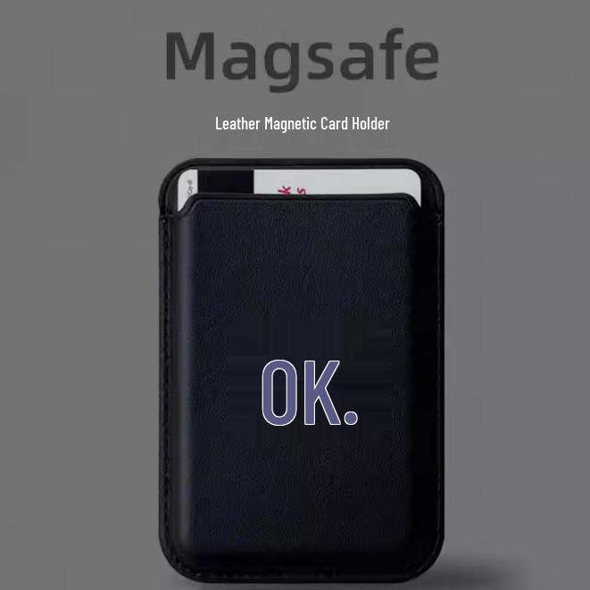 Leather MAGsafe Magnetic Card Holder for Apple Phones - Convenient Access Card Storage