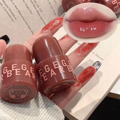 Barras de labios hidratantes con espejo para mujer, maquillaje coreano, duradero, sin decoloración, gelatina blanqueadora, sello de labios dulce, esmalte de labios