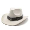 Wind Suede Retro Belt Buckle Upturned Edge Wide Brim Denim Hat Outdoor Thermal Shade Top Hat