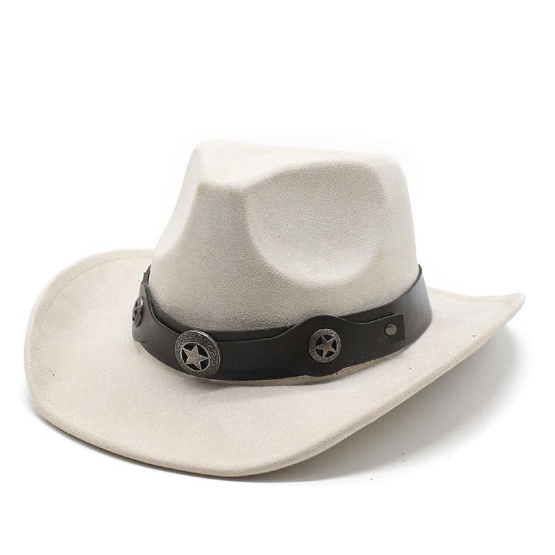 Wind Suede Retro Belt Buckle Upturned Edge Wide Brim Denim Hat Outdoor Thermal Shade Top Hat