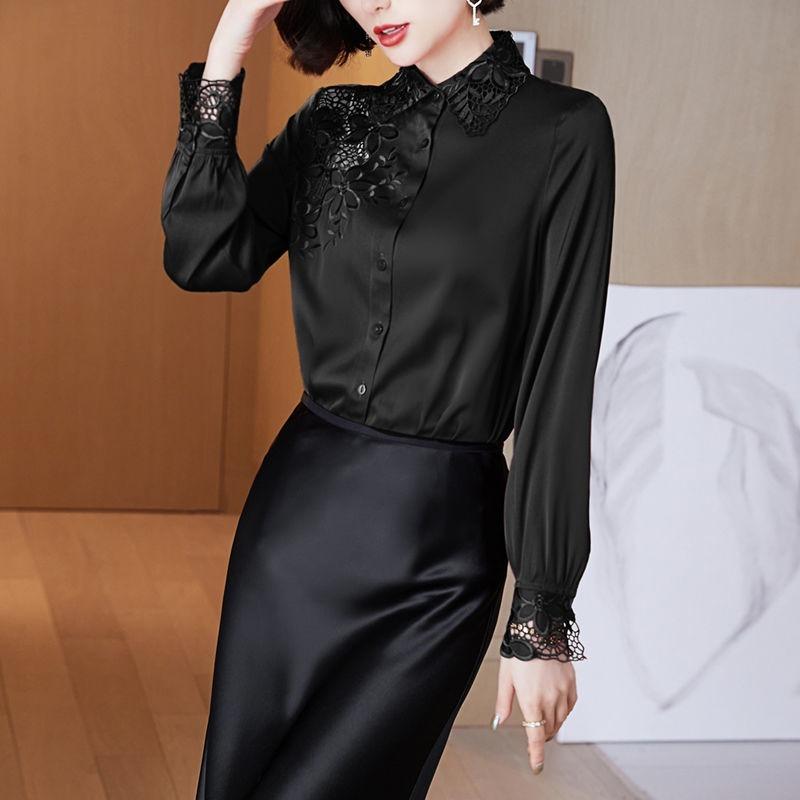 Imitation Silk Shirt Women 2022 Spring And Autumn Imitation Mulberry Long-sleeved Top Casual