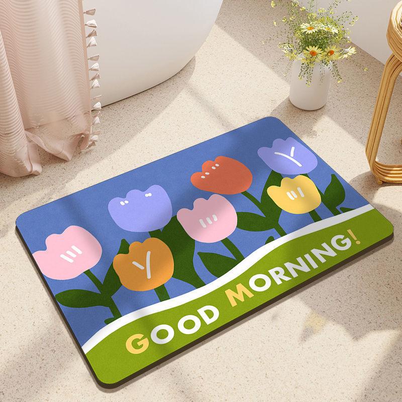 Alfombra de Baño Absorbente Antideslizante Alfombra de Entrada para Puerta de Baño Alfombra de Baño Barro Diatomeico Acolchada Alfombra de Inodoro