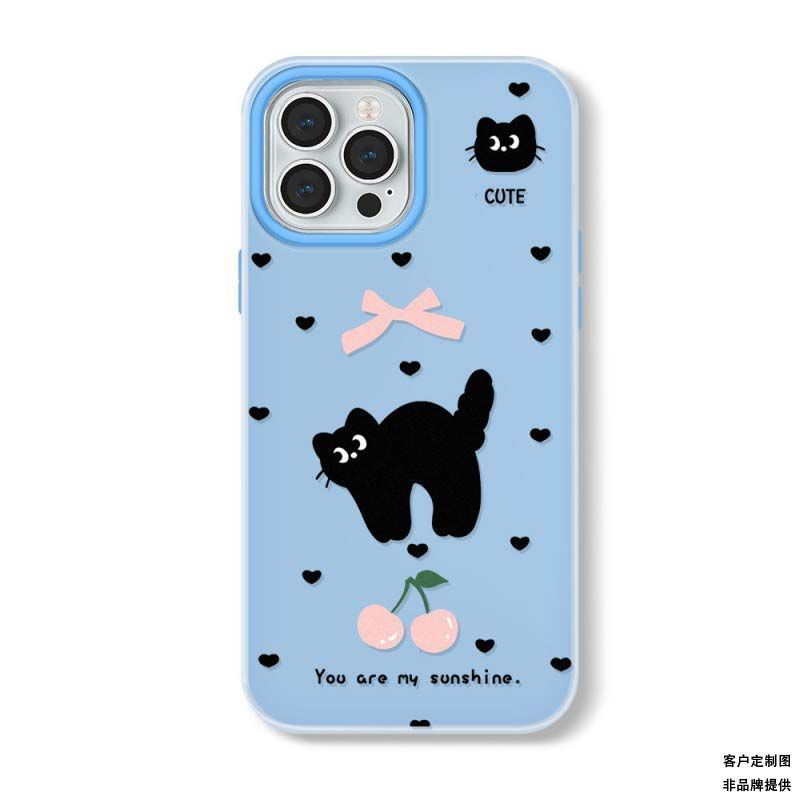 Cherry Kitten Is Suitable for Apple 16/17promax Mobile Phone Case iPhone15 Skin Scrub 13/12 Jelly 14.