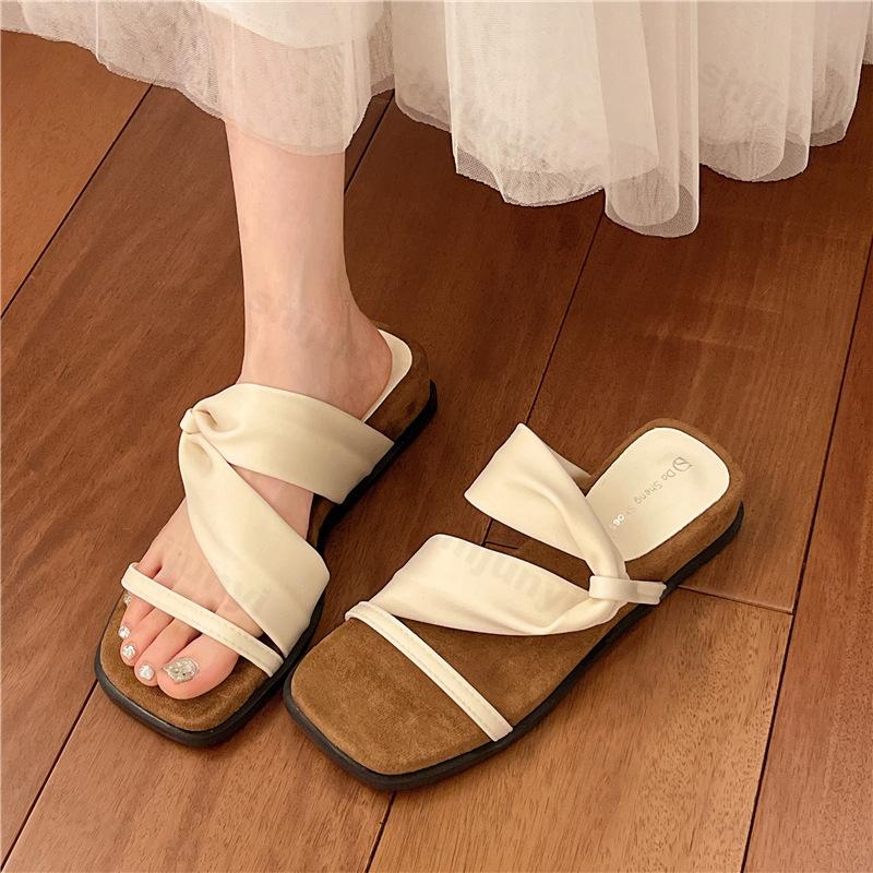 Leopard Print Women's Slippers Summer New Outdoors Fashion Beach Shoes Square Toe Platform Wedges Slippers Sandalias De Mujer