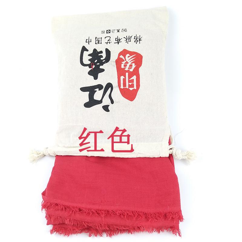 Bright red cotton-linen scarf for photography, desert sun protection shawl, beach travel scarf, Qinghai Chaka Salt Lake gauze scarf for women Cloth bag with loose thre