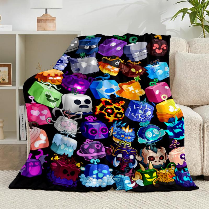1PC Colorful Cube Creatures Flannel Blanket Gift, Suitable for Both Men And Women, Soft Ideal for Beds And Sofa, Birthday Or Christmas Gift