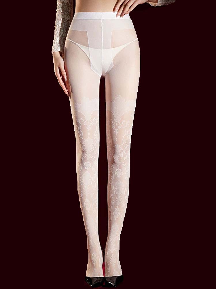 Elegant Printing Pantyhose Women'S Sexy Lace Allure Thin Sheer Tights Woman Lingerie Nightclub Party Stocking Fashion Pantyhose