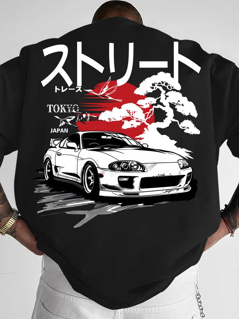 Ανδρικό T-Shirt 2026 Αυτοκίνητο Supra & Ιαπωνική Τέχνη Εκτύπωση Streetwear Με Στρογγυλή Λαιμόκοψη Κοντομάνικο Πολυεστερικό C