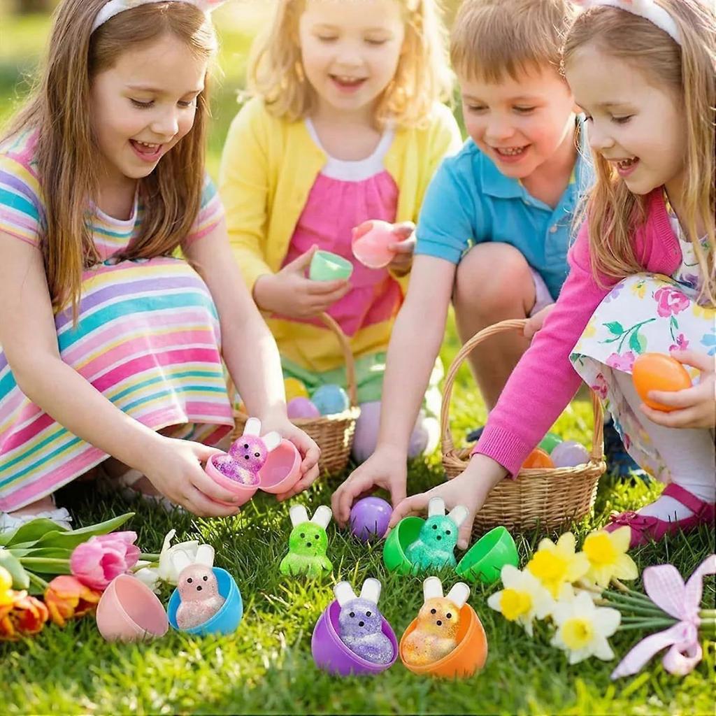 24PCS Easter Squishy,Easter Basket Stuffers Bunny Stress Balls for Kids,Easter Toys Stress Relief Fidget Balls,Easter Egg Fillers Party Favors Gifts