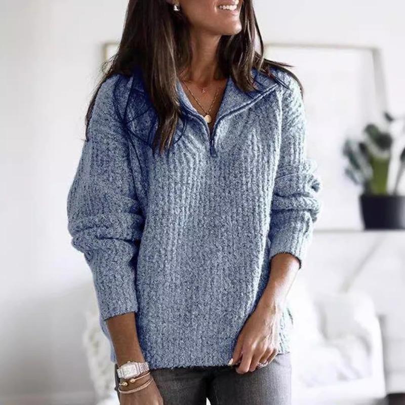 Dámské oblečení Evropské Americké Podzim Zima Svetr přes hlavu na zip s dlouhým rukávem Pulovry Bunda pro ženy