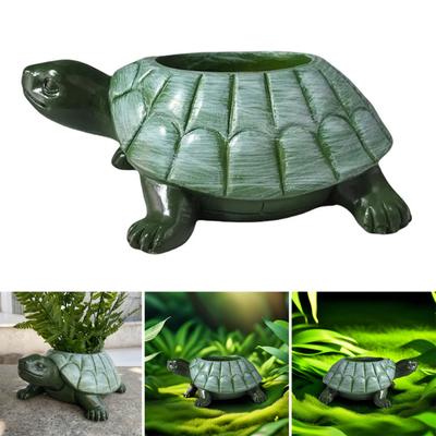 Turtle Planter Pot Resin Tortoise Flowerpot Animal Statue Indoor Outdoor