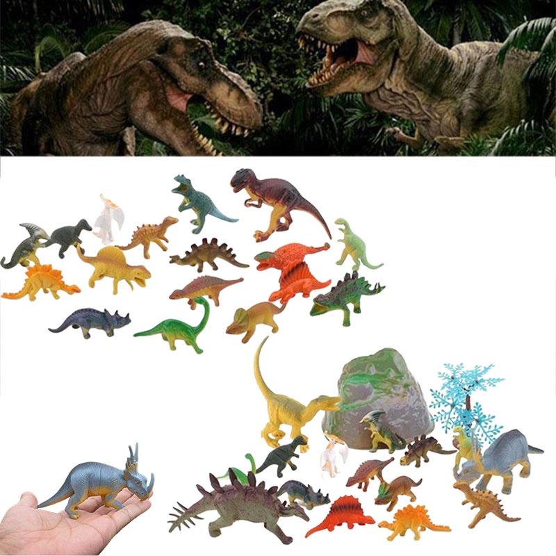 Dinosaur Model Toy Set Jurassic Plastic Tyrannosaurus Rex 17 Pieces Included!