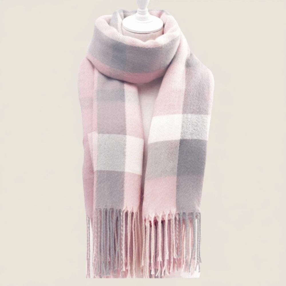 Cold-proof Classic Plaid Scarf Soft Long Neckscarf with Tassel Large Knitted Wool Scarf  Men