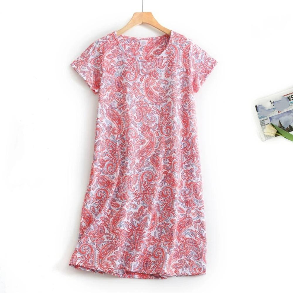 Fashion Casual Women Nightdress Short Sleeve Dresses Loose Fit Nightwear Home Clothes Nightie Loungewear Dresses