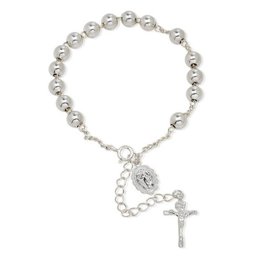 Silver Catholic Rosary Bracelet.