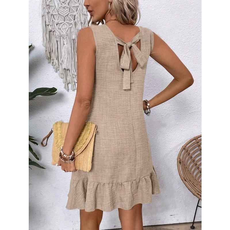 Summer New Women's Popular Vest Skirt Ruffled Sleeveless Casual Dress