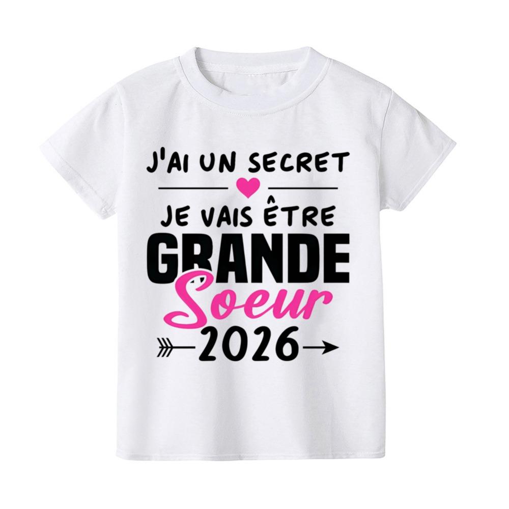 I Have A Secret I Will Become My Sister in 2026 Print Girls Kid Tee Top Pregnancy Announcement Kid Short Sleeve Tee Tops