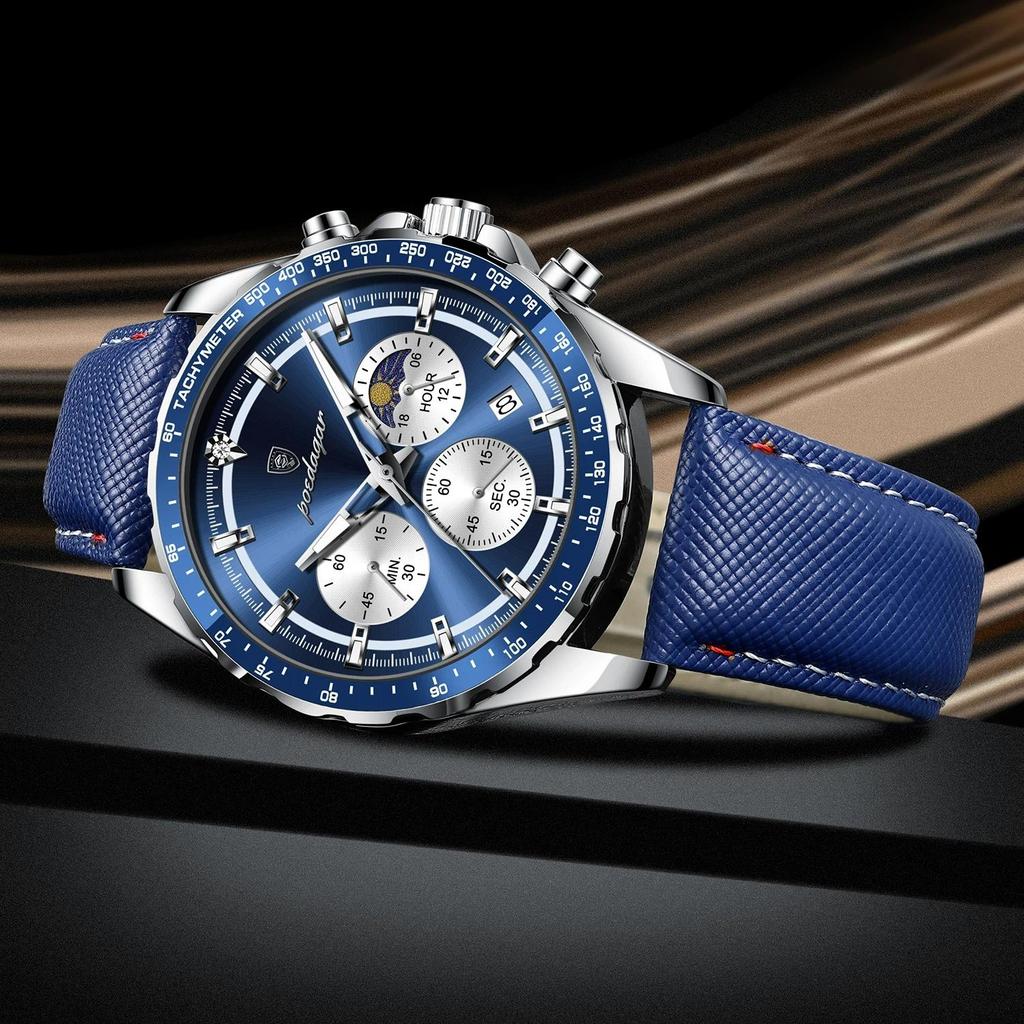 POEDAGAR Original Fashion Men Clock Luminous Waterproof Chronograph Date Man Wristwatch Leather Quartz Sport Men's Watches