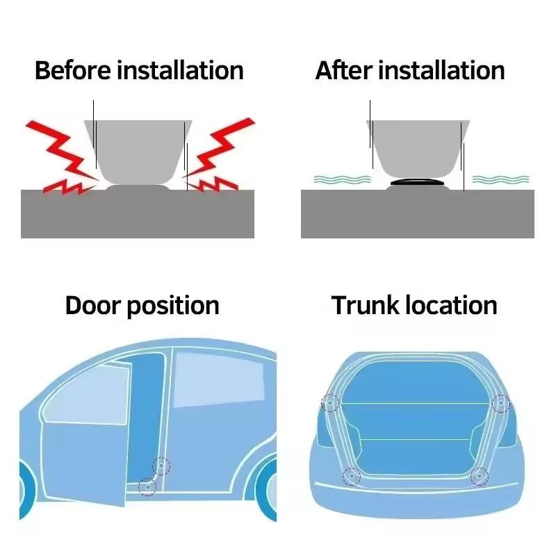 Car Door Anti-Shock Pads Universal Door Hood Trunk Black Noise Reduction Collision Protection Self-Adhesive Silicone Buffer Pads