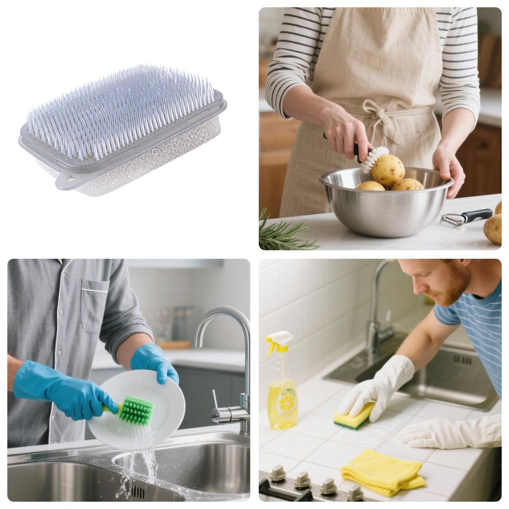 Vegetable Scrubber Double-Sided Fruit Vegetable Brush Veggie Scrubber For Dish Washing Bottle Pot Stove Pan Oven Sink Cooking