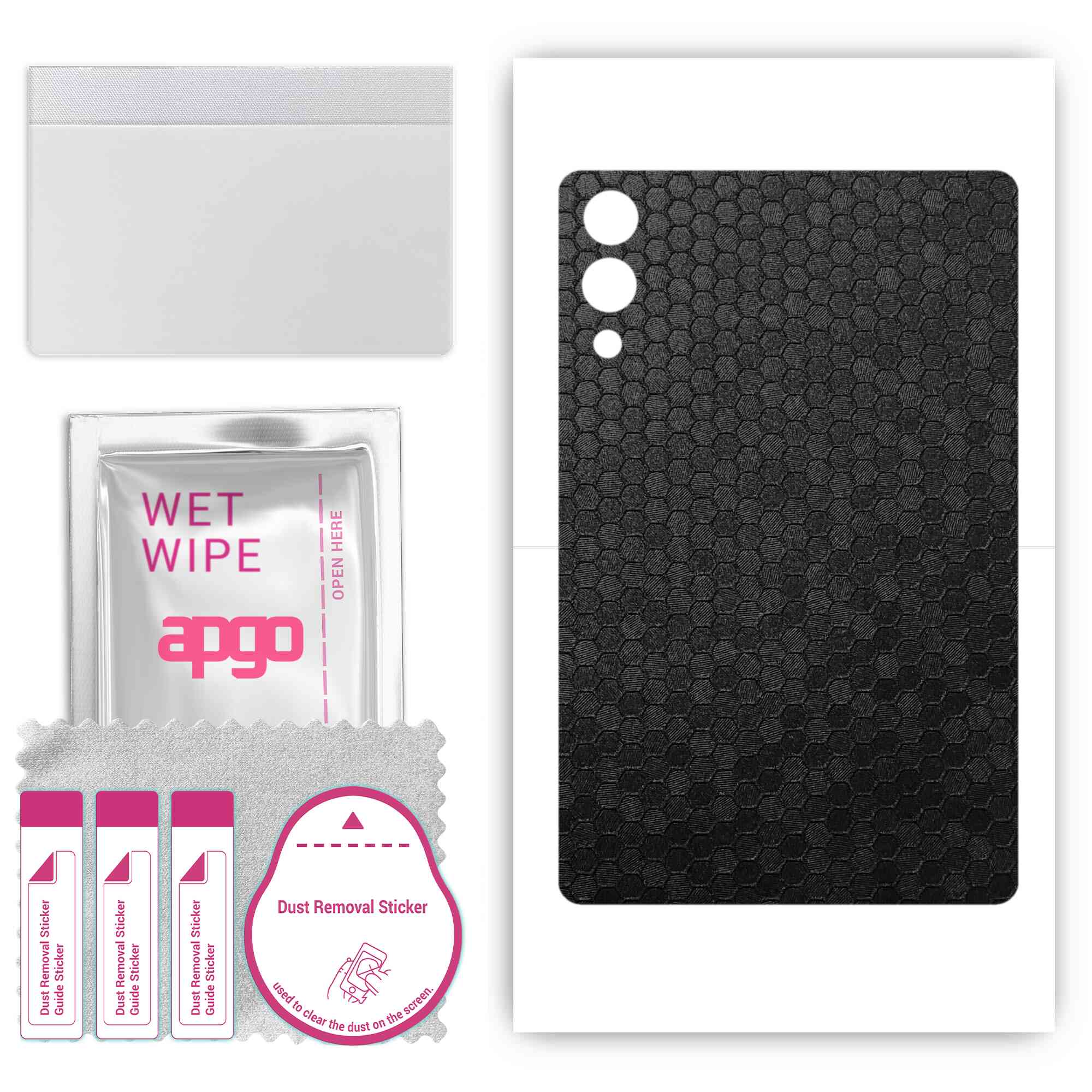 

apgo skin sticker film foil vinyl for the BACK compatible with Samsung Galaxy Tab S9 Plus, scratch-resistant, easy to install - Black Honeycomb