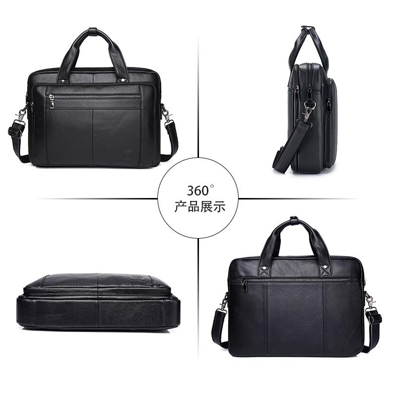 Genuine leather Business men's briefcase  Luxury cowhide official bag 16-inch handbag for men Commuting shoulder computer bag