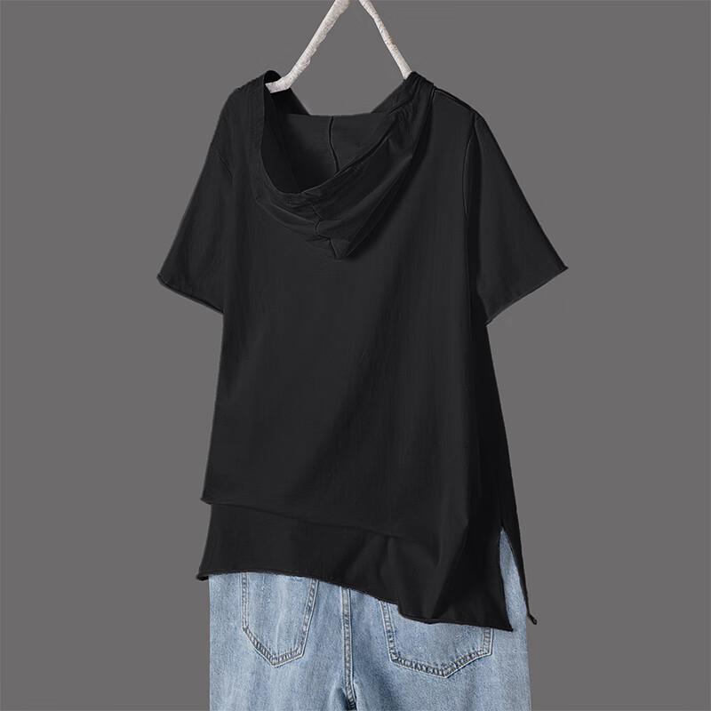 Women's Loose Hooded Short-Sleeve T-Shirt