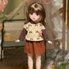 30cm BJD Toddler Princess Doll with Long Hair and Flower Accessory