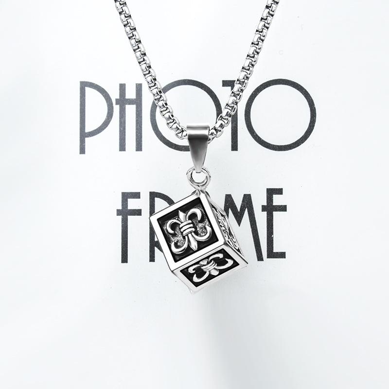 New European and American Retro Punk Rock Gothic Trendy Men's Cro Boy Flower Titanium Steel Necklace Pendant