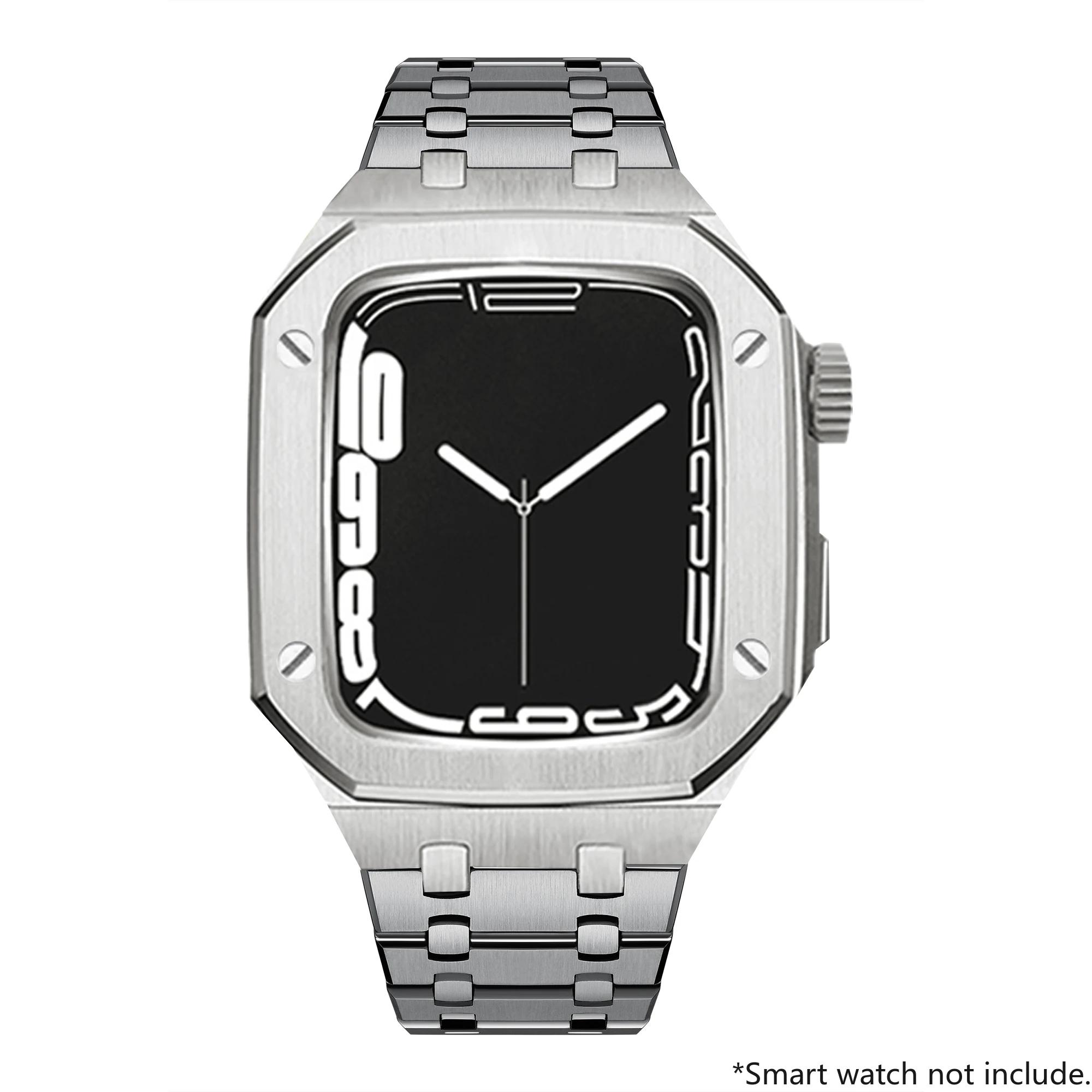 

Luxury Stainless Steel Modification Mod Kit for Apple Watch 10 9 8 7 46MM 45 41mm Metal Case for iWatch 6 5 4 SE 44 40 Band Set 40mm-Series 6 5 4 SE срібний