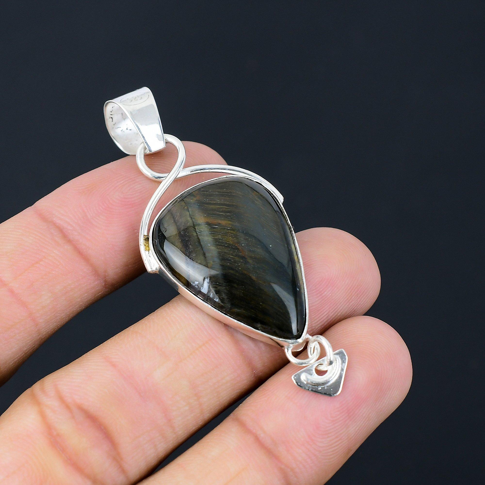 Mothers day Deal 925 Sterling Silver Pear Nellite Stone Sister Pendant Jewelry