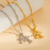 Full Diamond Double Cross Long Necklace Women's Trend High Sense Baroque Versatile Retro Sweater Chain