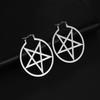 Edelstahl Pentagramm Creolen für Damen Gotische Hexen Stern Hängeohrringe Trend Amulett Schmuck
