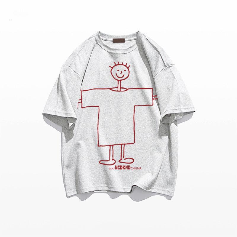 Unisex Retro Cotton Loose Fit Short Sleeve T-Shirt in Plus Sizes