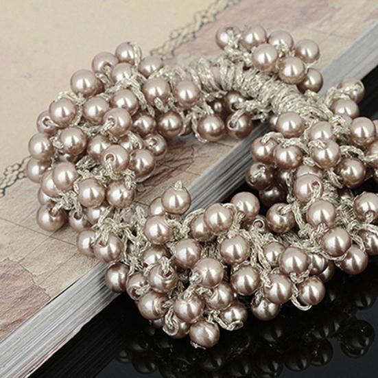 Fashion Women Faux Pearls Beads Hair Band Rope Scrunchie Ponytail Holder