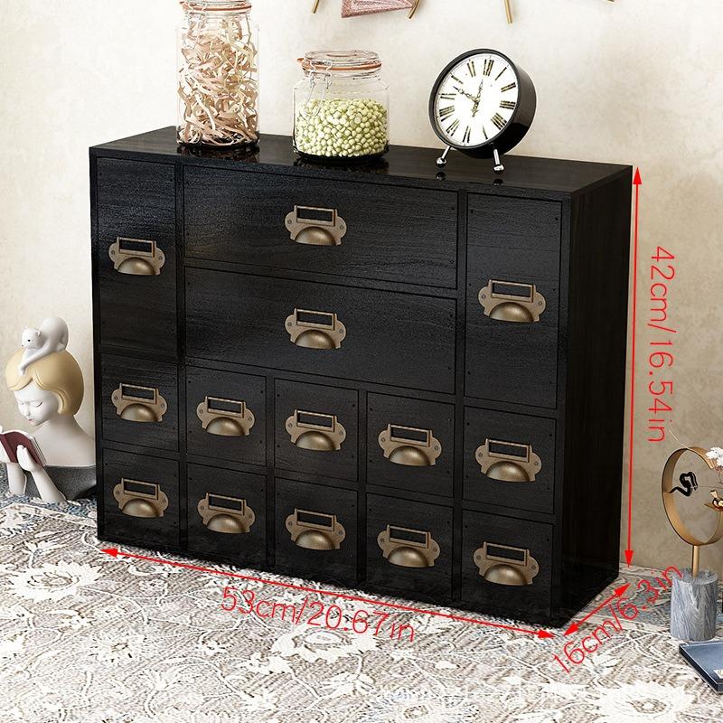 Wood Drawer Type Storage Box Vintage Desk Organizer Boxes Accessory Stash Office Organizing Cases Cosmetics Storage Container