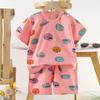 Set di Abbigliamento Estivo per Bambini Set T-shirt a Maniche Corte con Stampa di Animali Cartoni Animati Pantaloncini 2 Pezzi per Bambini e Bambine Morbido Cotone Abbigliamento Casual Quotidiano per Bambini